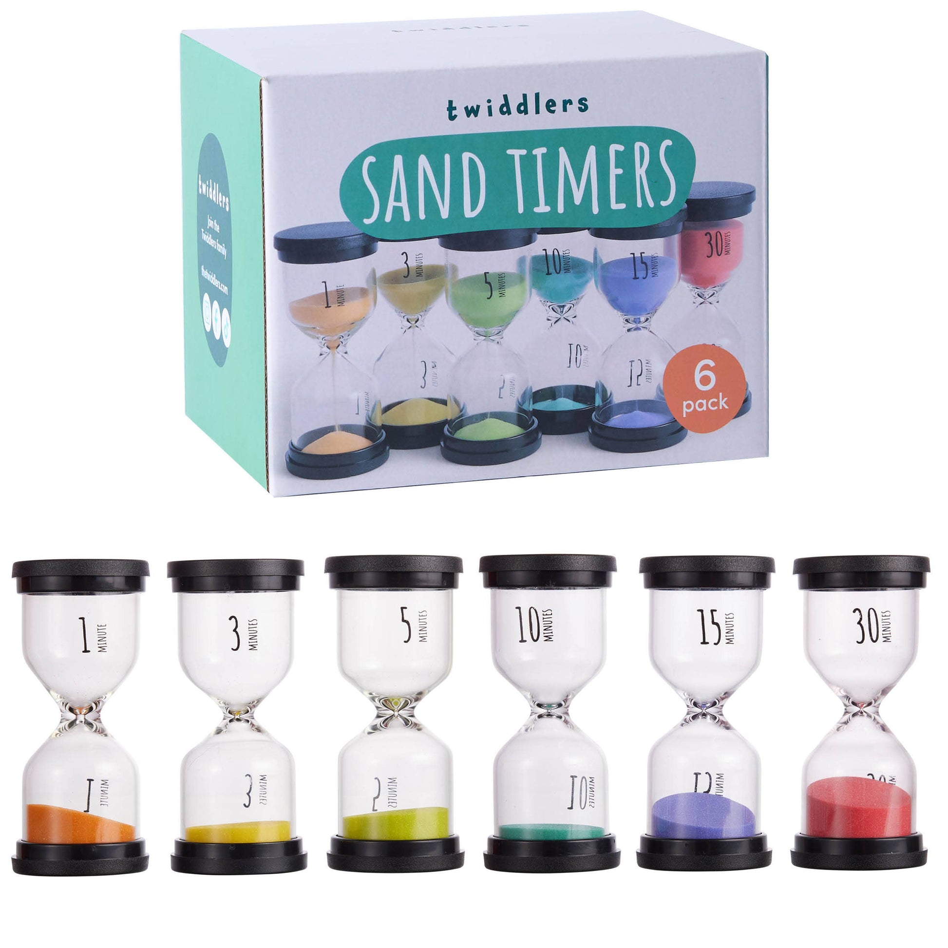 Pack de 6 sabliers - 1,3,5,10,15 et 30 minutes